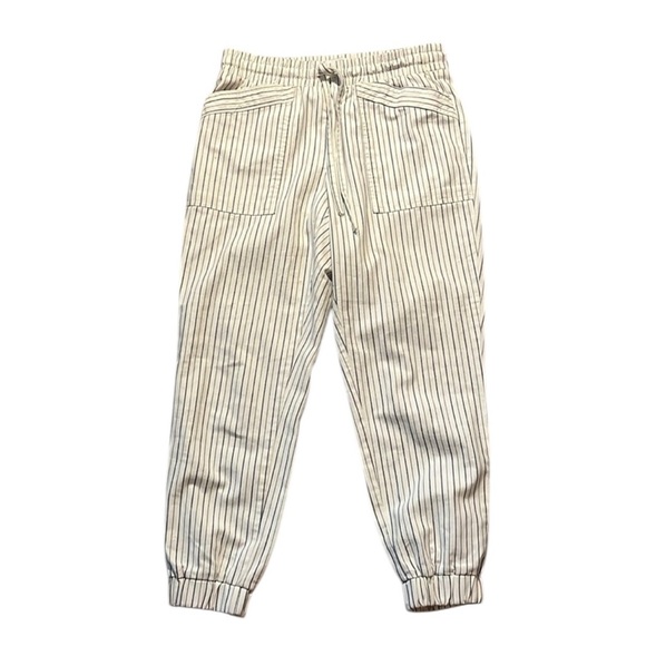 LOFT White and Blue Striped Joggers Size Small Petite - Picture 1 of 5